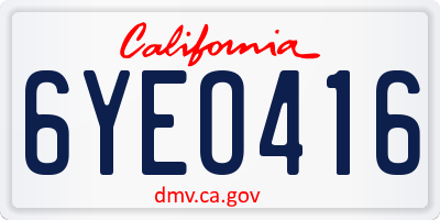 CA license plate 6YEO416