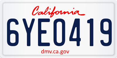 CA license plate 6YEO419