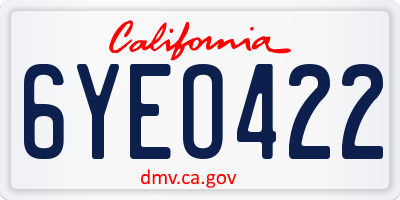 CA license plate 6YEO422