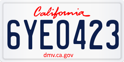 CA license plate 6YEO423