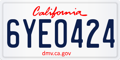 CA license plate 6YEO424