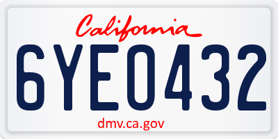 CA license plate 6YEO432