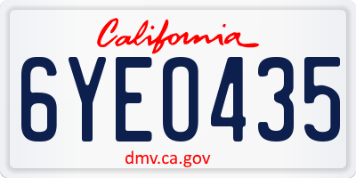 CA license plate 6YEO435