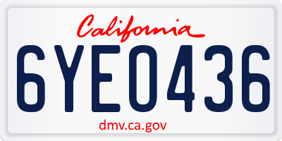 CA license plate 6YEO436