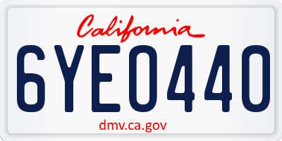 CA license plate 6YEO440