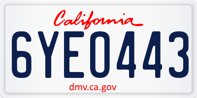 CA license plate 6YEO443