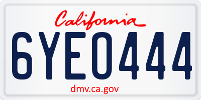 CA license plate 6YEO444