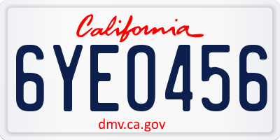 CA license plate 6YEO456