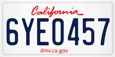 CA license plate 6YEO457