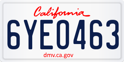 CA license plate 6YEO463