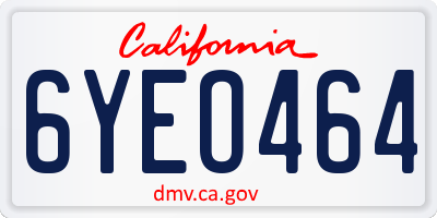 CA license plate 6YEO464