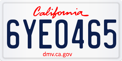 CA license plate 6YEO465