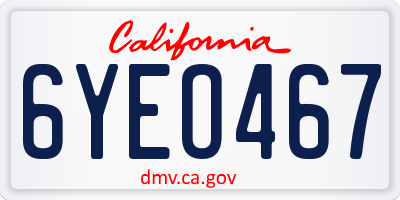 CA license plate 6YEO467