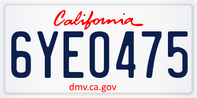 CA license plate 6YEO475