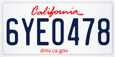 CA license plate 6YEO478