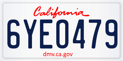 CA license plate 6YEO479