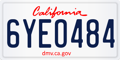 CA license plate 6YEO484