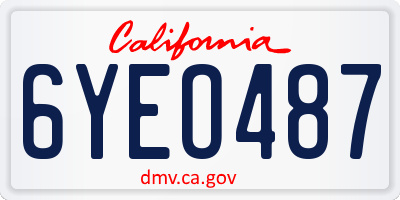 CA license plate 6YEO487