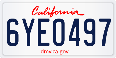 CA license plate 6YEO497