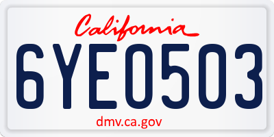 CA license plate 6YEO503