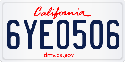 CA license plate 6YEO506