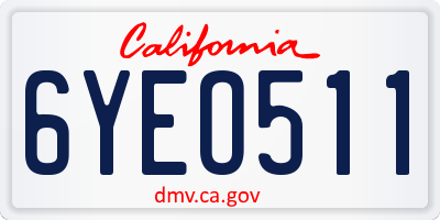 CA license plate 6YEO511