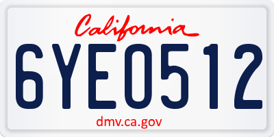 CA license plate 6YEO512