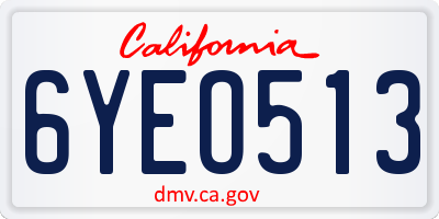 CA license plate 6YEO513