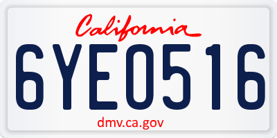 CA license plate 6YEO516