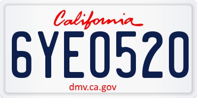 CA license plate 6YEO520
