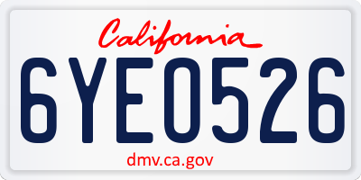 CA license plate 6YEO526