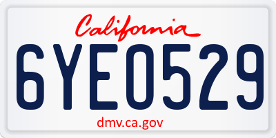 CA license plate 6YEO529