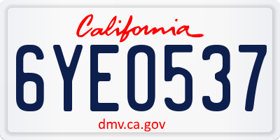 CA license plate 6YEO537