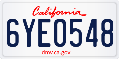 CA license plate 6YEO548