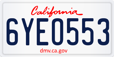 CA license plate 6YEO553