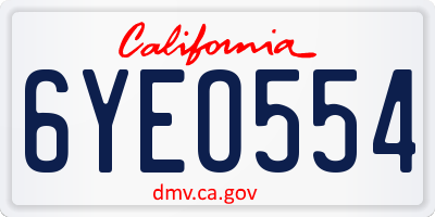 CA license plate 6YEO554