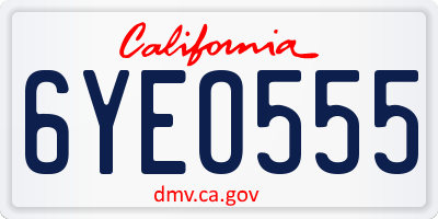 CA license plate 6YEO555