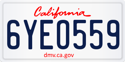 CA license plate 6YEO559
