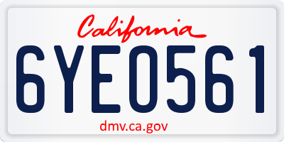 CA license plate 6YEO561