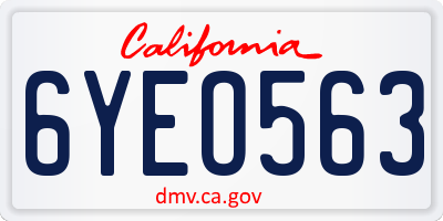 CA license plate 6YEO563
