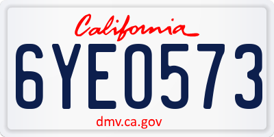CA license plate 6YEO573
