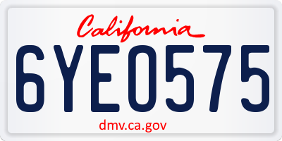 CA license plate 6YEO575