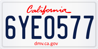 CA license plate 6YEO577