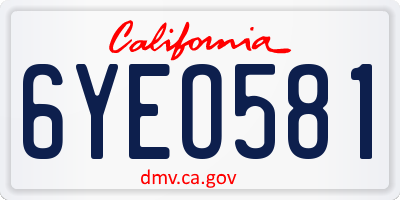 CA license plate 6YEO581