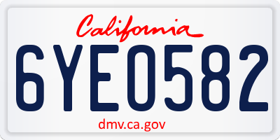 CA license plate 6YEO582