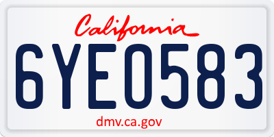 CA license plate 6YEO583