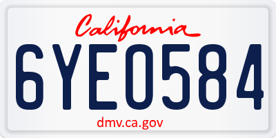 CA license plate 6YEO584