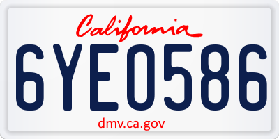 CA license plate 6YEO586