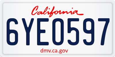 CA license plate 6YEO597