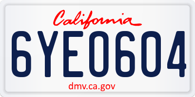CA license plate 6YEO604